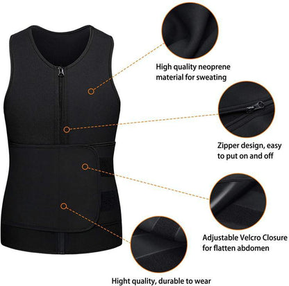 Neoprene Sauna Zipper Waist Trainer Vest Tank Top Trimmer Body Shaper