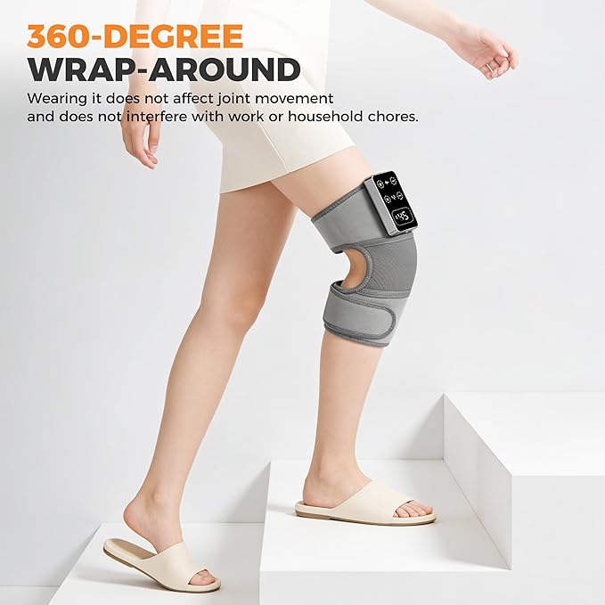 YAZHI Cordless Knee Massager for Pain Relief – Electric Heated Knee Brace, 5 Heat Levels & 3 Massage Modes, Gifts for Men and Women