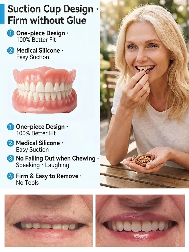 [Portable dental case included] Get your smile back with a denture.