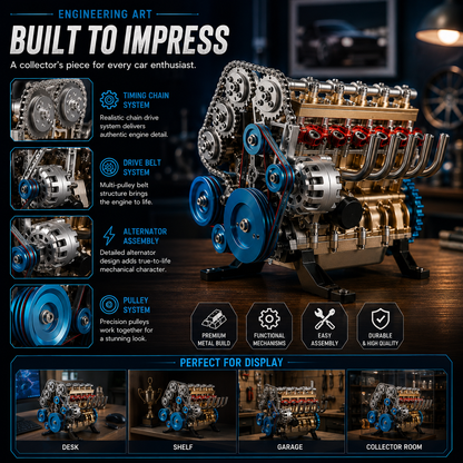 🔥HOT SALE🏎️🛠️The Ultimate Desktop Masterpiece: Miniature V8 Small-Block Static Model Kit