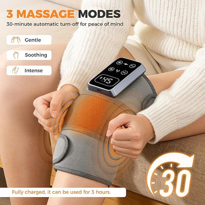 YAZHI Cordless Knee Massager for Pain Relief – Electric Heated Knee Brace, 5 Heat Levels & 3 Massage Modes, Gifts for Men and Women