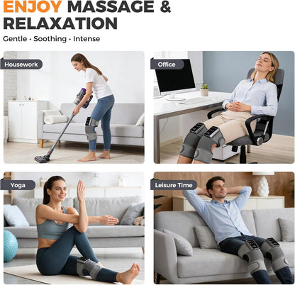 YAZHI Cordless Knee Massager for Pain Relief – Electric Heated Knee Brace, 5 Heat Levels & 3 Massage Modes, Gifts for Men and Women