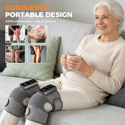 YAZHI Cordless Knee Massager for Pain Relief – Electric Heated Knee Brace, 5 Heat Levels & 3 Massage Modes, Gifts for Men and Women