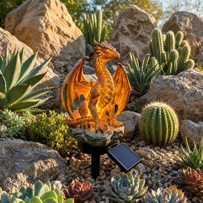 🔥🐉Solar Dragon Garden Statue Light – Golden Ember Fantasy Outdoor Decor