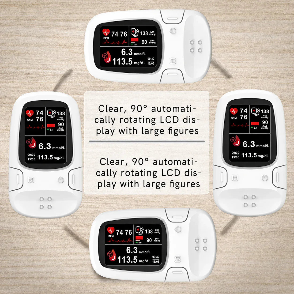 Professional 3-in-1 Glucose & Vital Signs Monitor