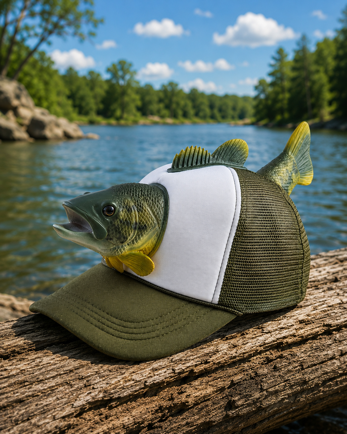 Coddies Bass Fish Hat - Hilarious Novelty Bass Fishing Hat, Perfect Gag Fishing Gift for Anglers, Dads & Fish Enthusiasts