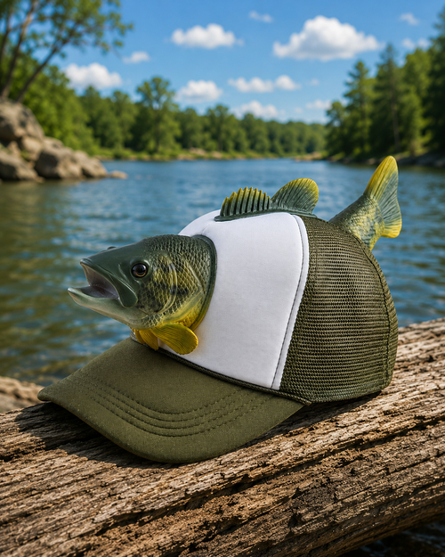 Coddies Bass Fish Hat - Hilarious Novelty Bass Fishing Hat, Perfect Gag Fishing Gift for Anglers, Dads & Fish Enthusiasts