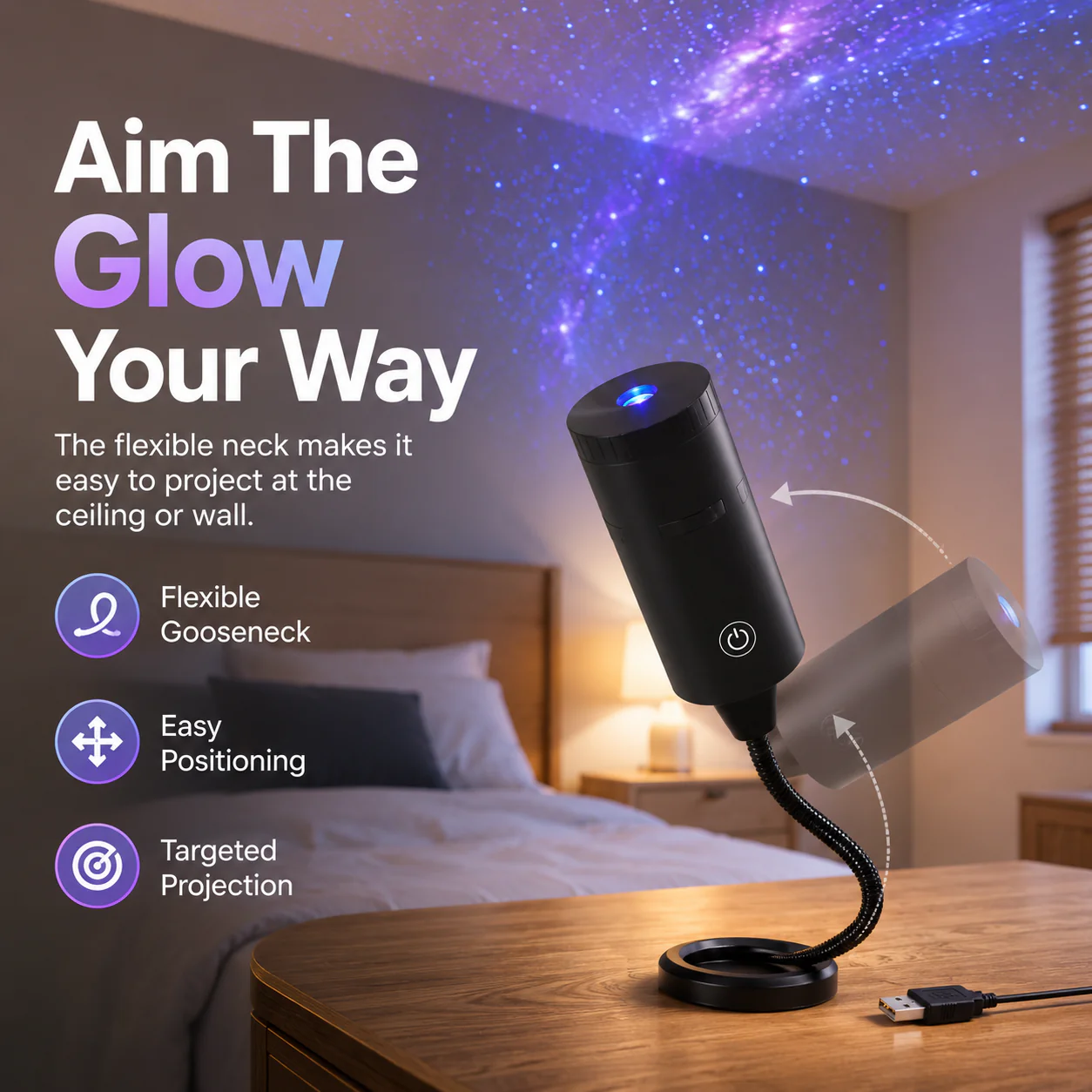 Plug-&-Play HD Star Projector – 11 Galaxy, Butterfly & Ocean Scenes