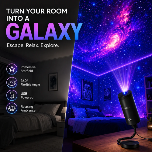 Plug-&-Play HD Star Projector – 11 Galaxy, Butterfly & Ocean Scenes